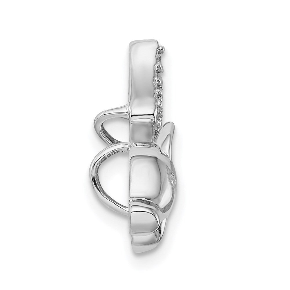 Sterling Silver Rhodium-plated Polished w/CZ Flying Pig Chain Slide