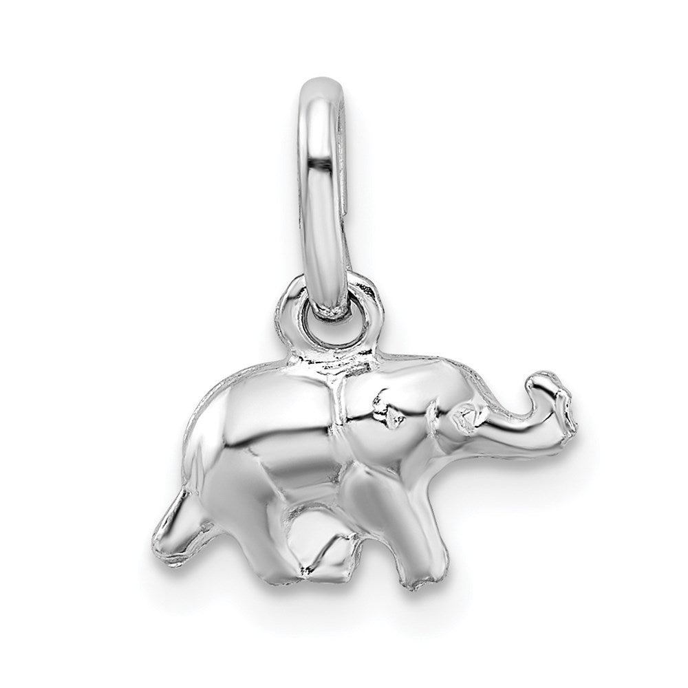 Sterling Silver Rhodium Plated Polished Elephant Charm