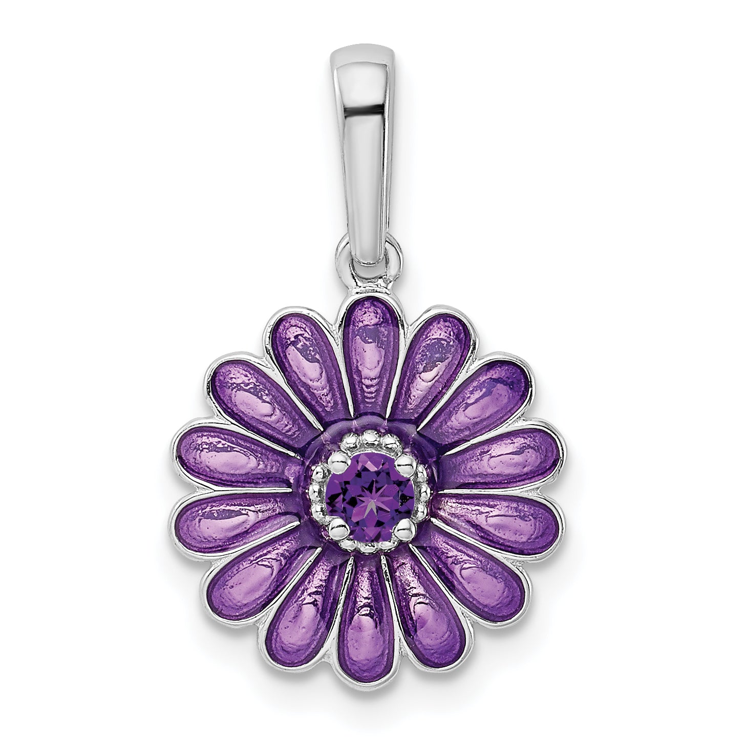 Sterling Silver Amethyst and Enamel Pendant QC9319