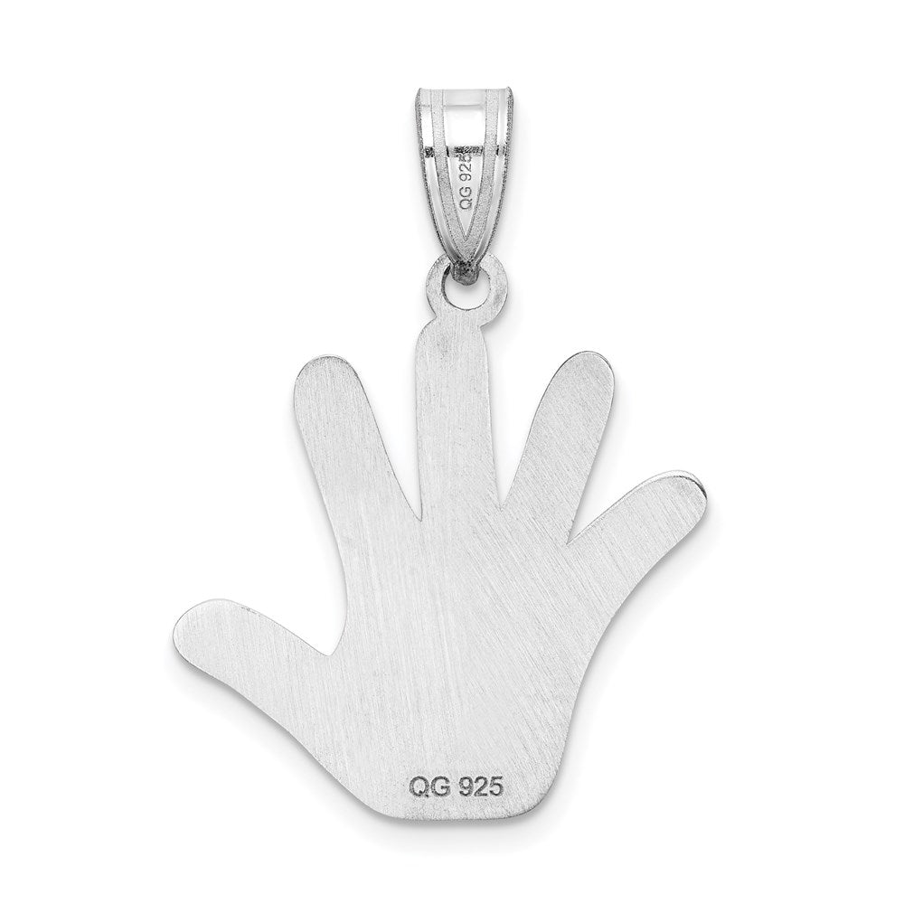 Sterling Silver Rhod-plate Enamel Autism w/Puzzle Piece Handprint Pendant