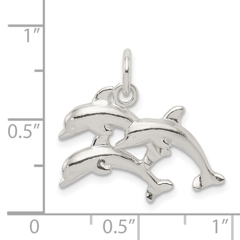 Sterling Silver Dolphins Charm