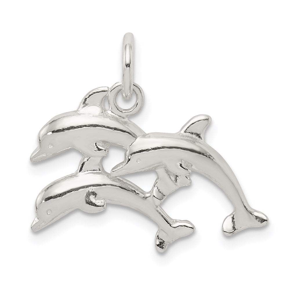 Sterling Silver Dolphins Charm