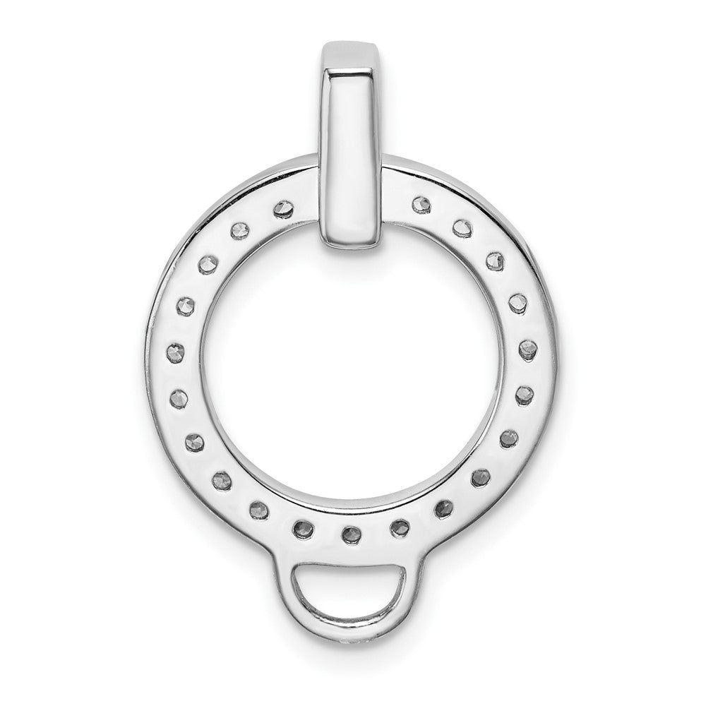 Amore La Vita Sterling Silver Rhodium-plated Polished CZ Open Circle Charm Holder Pendant