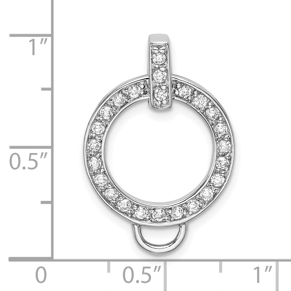 Amore La Vita Sterling Silver Rhodium-plated Polished CZ Open Circle Charm Holder Pendant