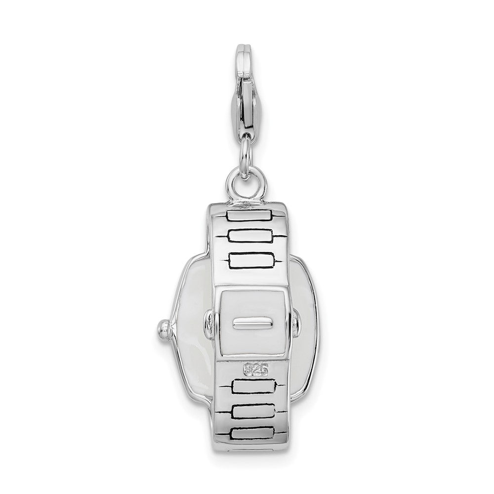 Amore La Vita Sterling Silver Rhodium-plated Polished 3-D Enameled Wristwatch Charm with Fancy Lobster Clasp