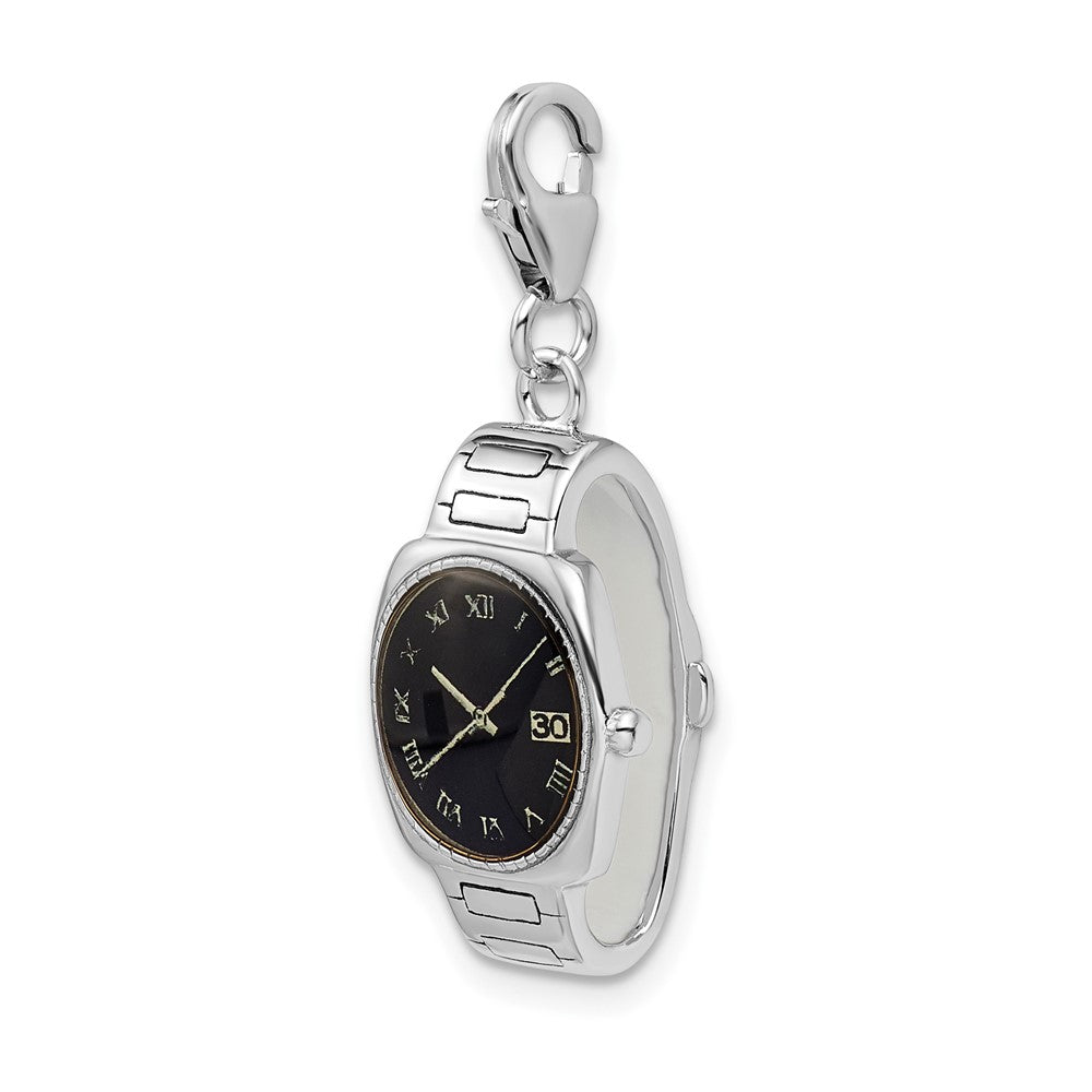 Amore La Vita Sterling Silver Rhodium-plated Polished 3-D Enameled Wristwatch Charm with Fancy Lobster Clasp