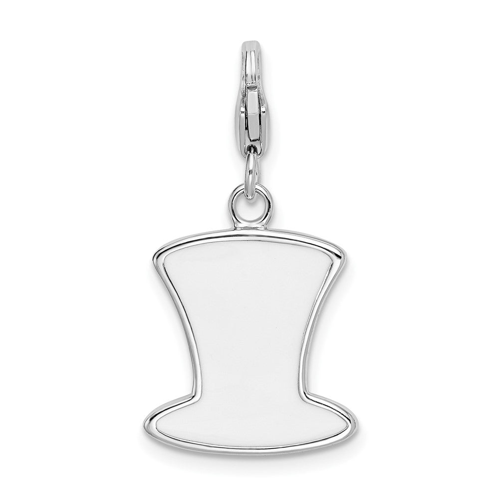 Amore La Vita Sterling Silver Rhodium-plated Polished Enameled USA Hat Charm with Fancy Lobster Clasp