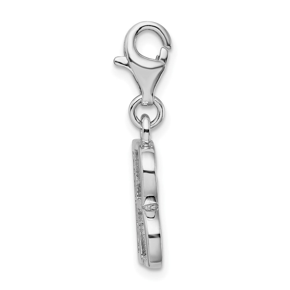 Amore La Vita Sterling Silver Rhodium-plated Polished CZ Letter B Initial Charm with Fancy Lobster Clasp