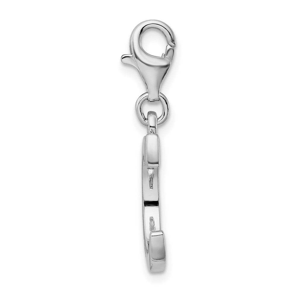 Amore La Vita Sterling Silver Rhodium-plated Polished CZ Letter C Initial Charm with Fancy Lobster Clasp