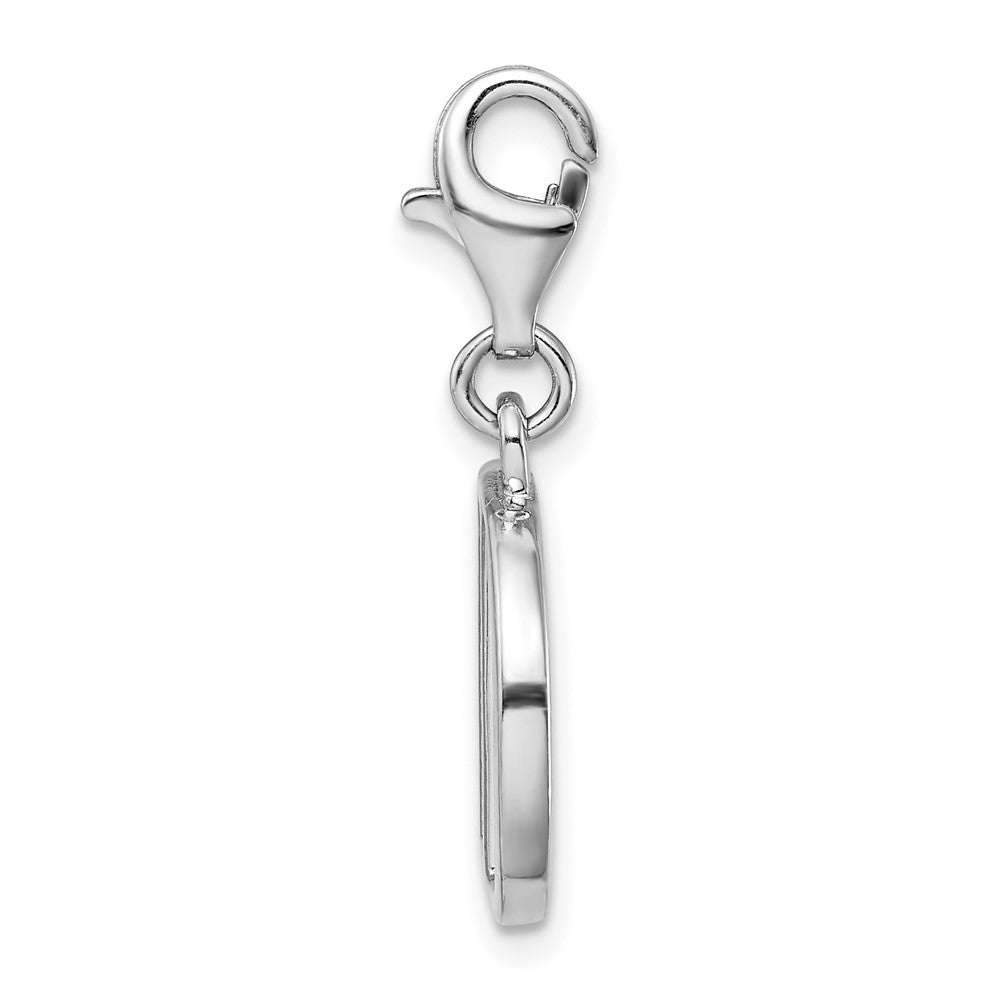 Amore La Vita Sterling Silver Rhodium-plated Polished CZ Letter D Initial Charm with Fancy Lobster Clasp