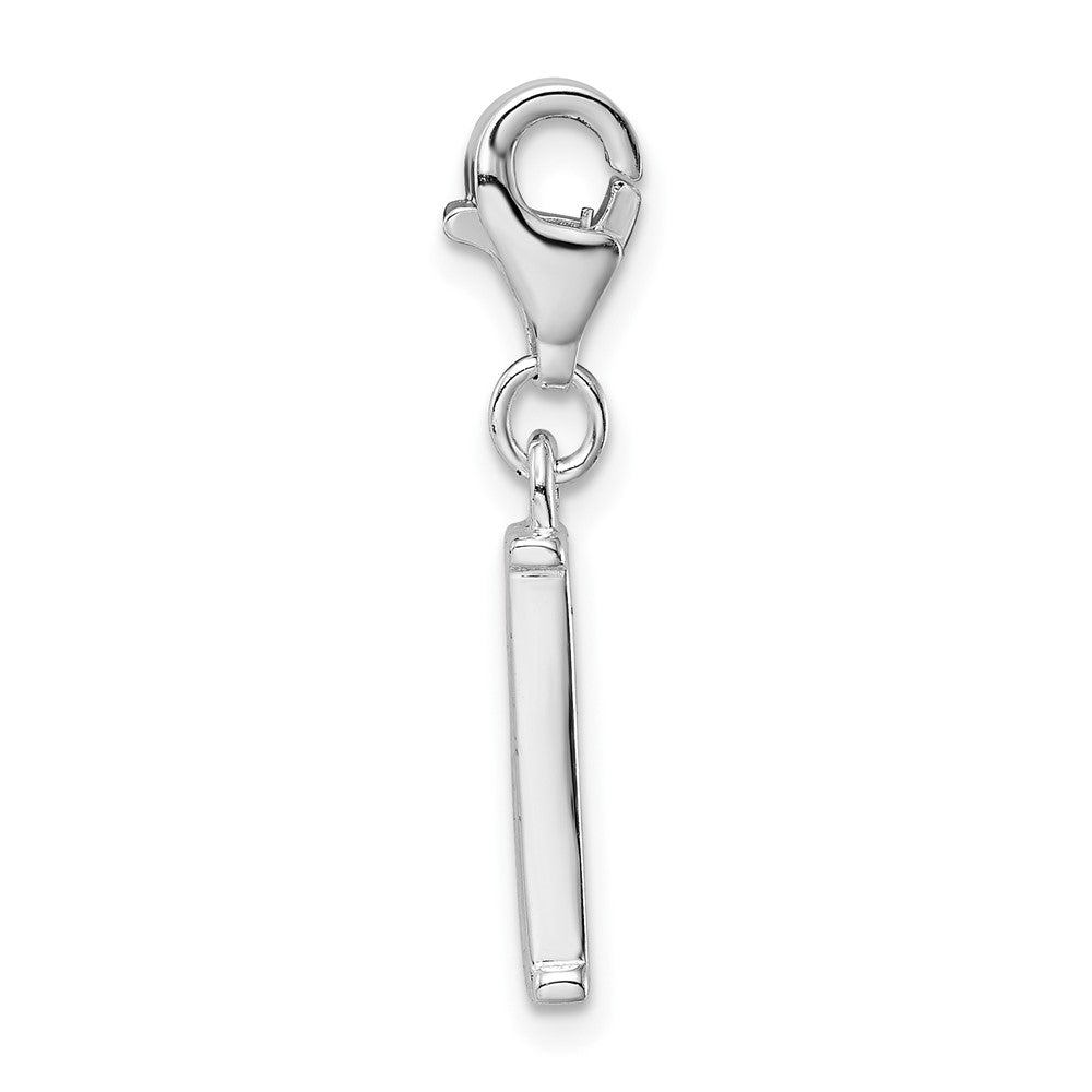 Amore La Vita Sterling Silver Rhodium-plated Polished CZ Letter I Initial Charm with Fancy Lobster Clasp