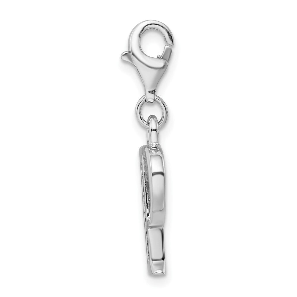 Amore La Vita Sterling Silver Rhodium-plated Polished CZ Letter P Initial Charm with Fancy Lobster Clasp