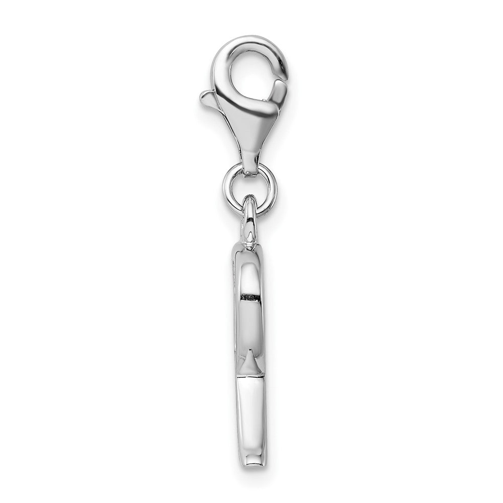 Amore La Vita Sterling Silver Rhodium-plated Polished CZ Letter R Initial Charm with Fancy Lobster Clasp