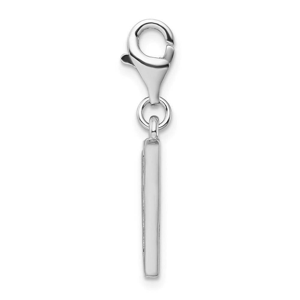 Amore La Vita Sterling Silver Rhodium-plated Polished CZ Letter V Initial Charm with Fancy Lobster Clasp