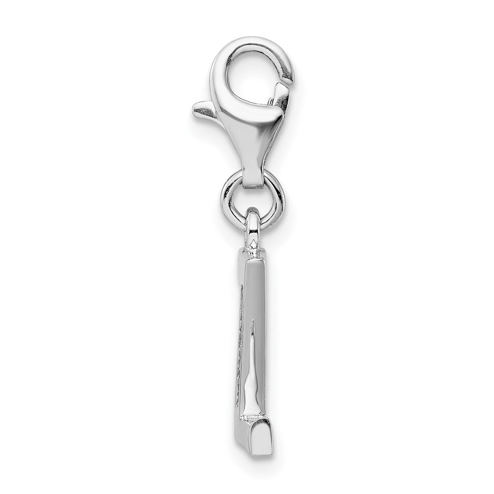 Amore La Vita Sterling Silver Rhodium-plated Polished CZ Letter Z Initial Charm with Fancy Lobster Clasp