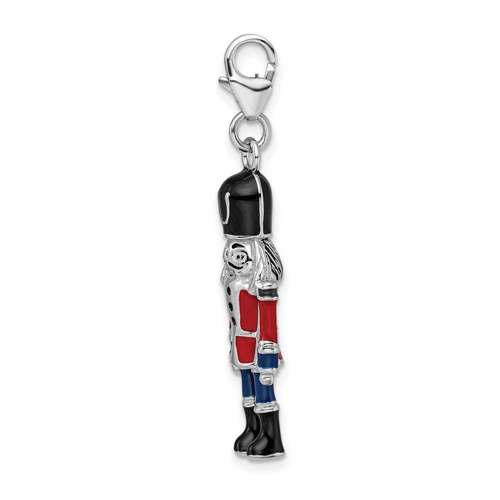 Amore La Vita Sterling Silver Rhodium-plated Polished 3-D Enameled Nut Cracker Charm with Fancy Lobster Clasp