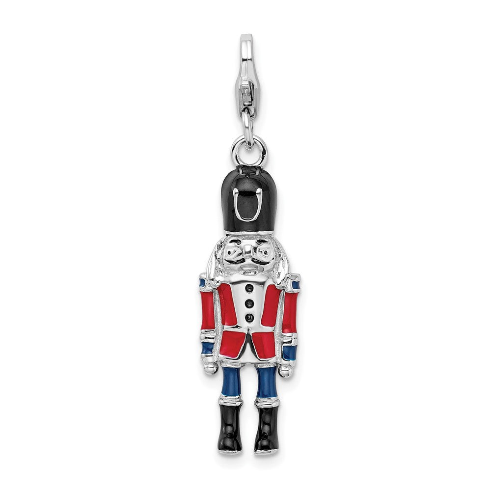 Sterling Silver 3-D Enameled Nut Cracker w/Lobster Clasp Charm