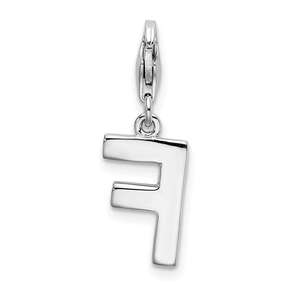 Amore La Vita Sterling Silver Rhodium-plated Polished CZ Letter F Initial Charm with Fancy Lobster Clasp