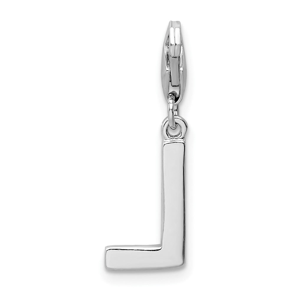 Amore La Vita Sterling Silver Rhodium-plated Polished CZ Letter L Initial Charm with Fancy Lobster Clasp