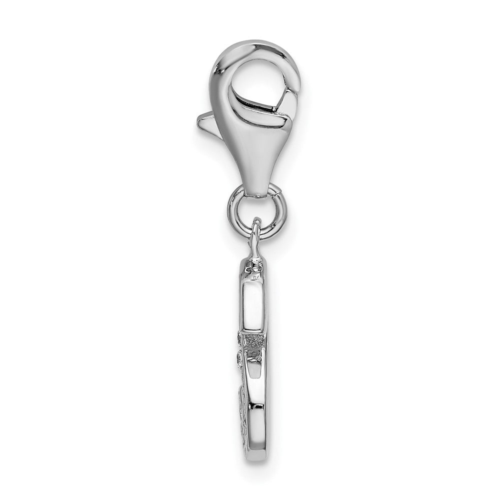 Amore La Vita Sterling Silver Rhodium-plated Polished CZ Letter S Initial Charm with Fancy Lobster Clasp