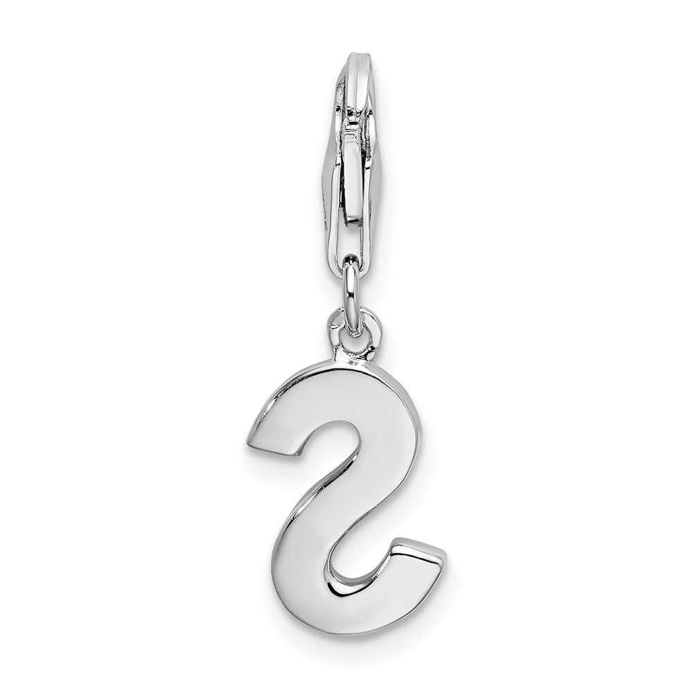 Amore La Vita Sterling Silver Rhodium-plated Polished CZ Letter S Initial Charm with Fancy Lobster Clasp