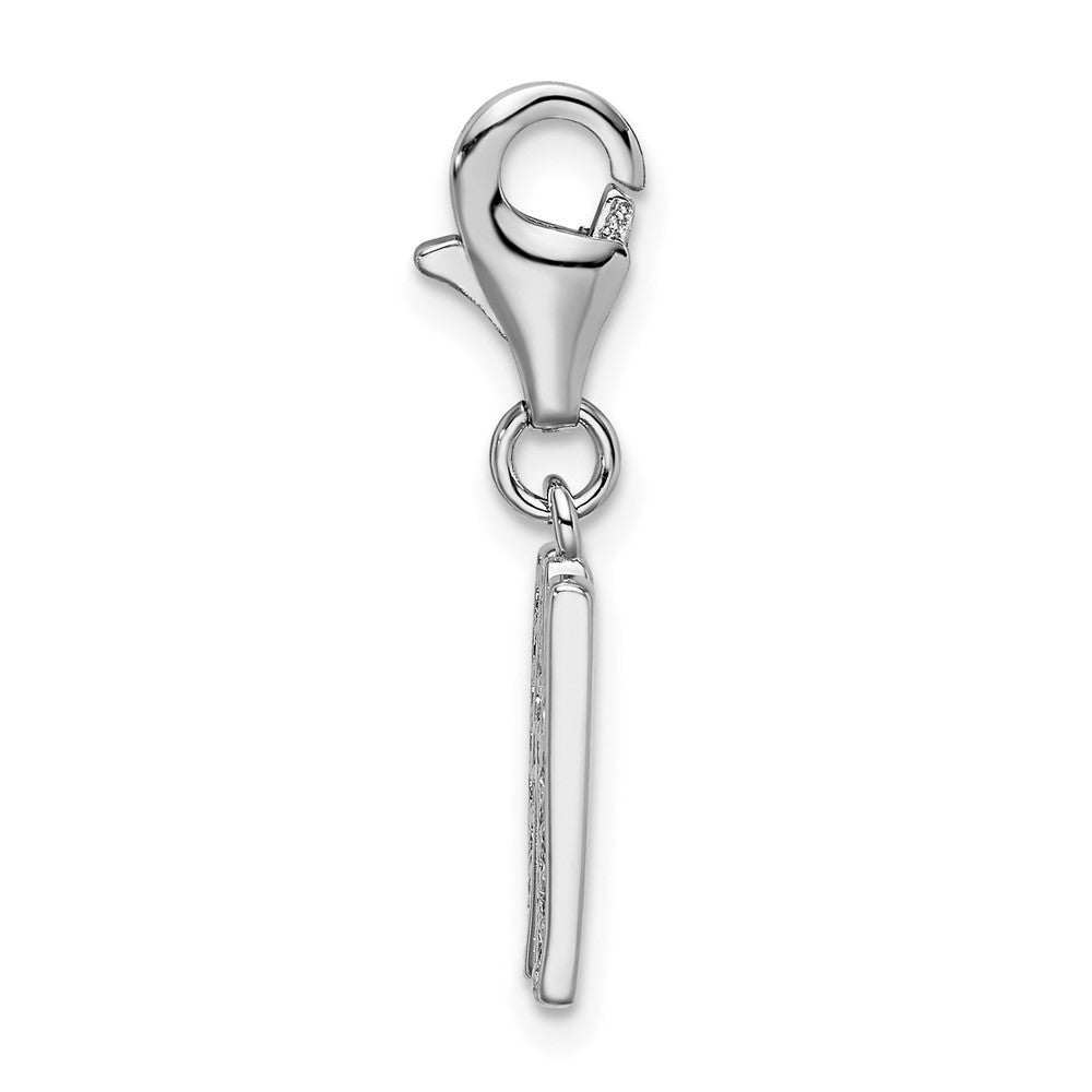 Amore La Vita Sterling Silver Rhodium-plated Polished CZ Letter W Initial Charm with Fancy Lobster Clasp