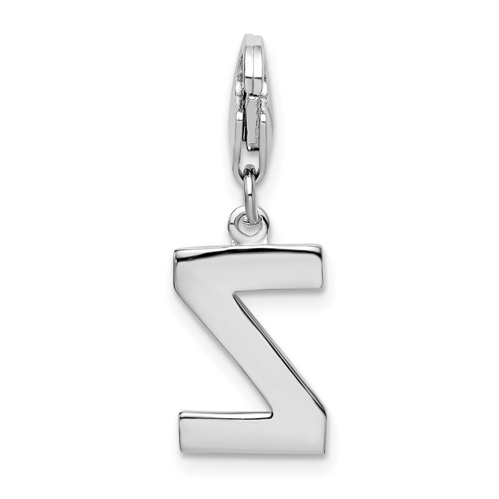 Amore La Vita Sterling Silver Rhodium-plated Polished CZ Letter Z Initial Charm with Fancy Lobster Clasp