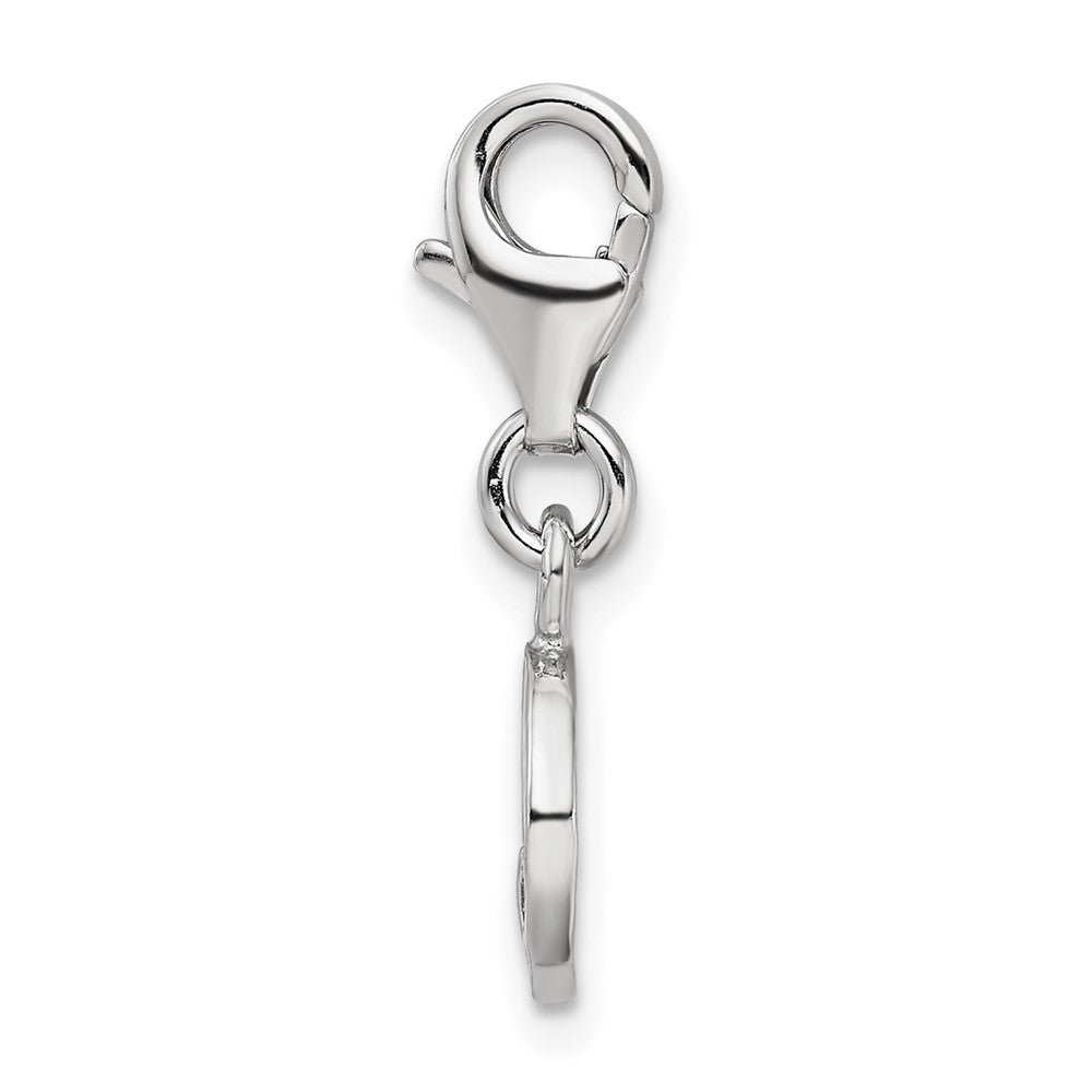 Amore La Vita Sterling Silver Rhodium-plated Polished Hammered Four Leaf Clover Charm with Fancy Lobster Clasp