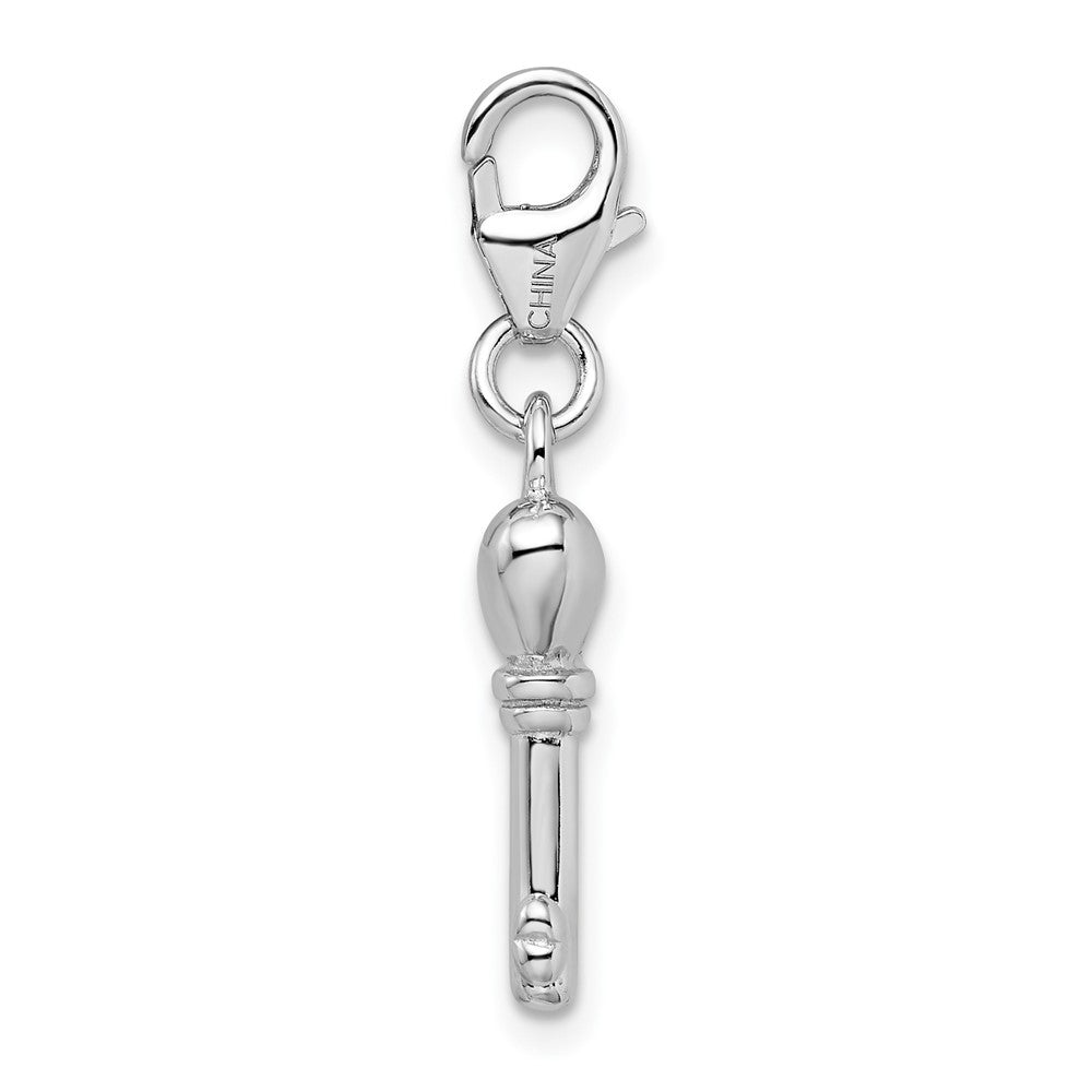 Amore La Vita Sterling Silver Rhodium-plated Polished 3-D Key Charm with Fancy Lobster Clasp