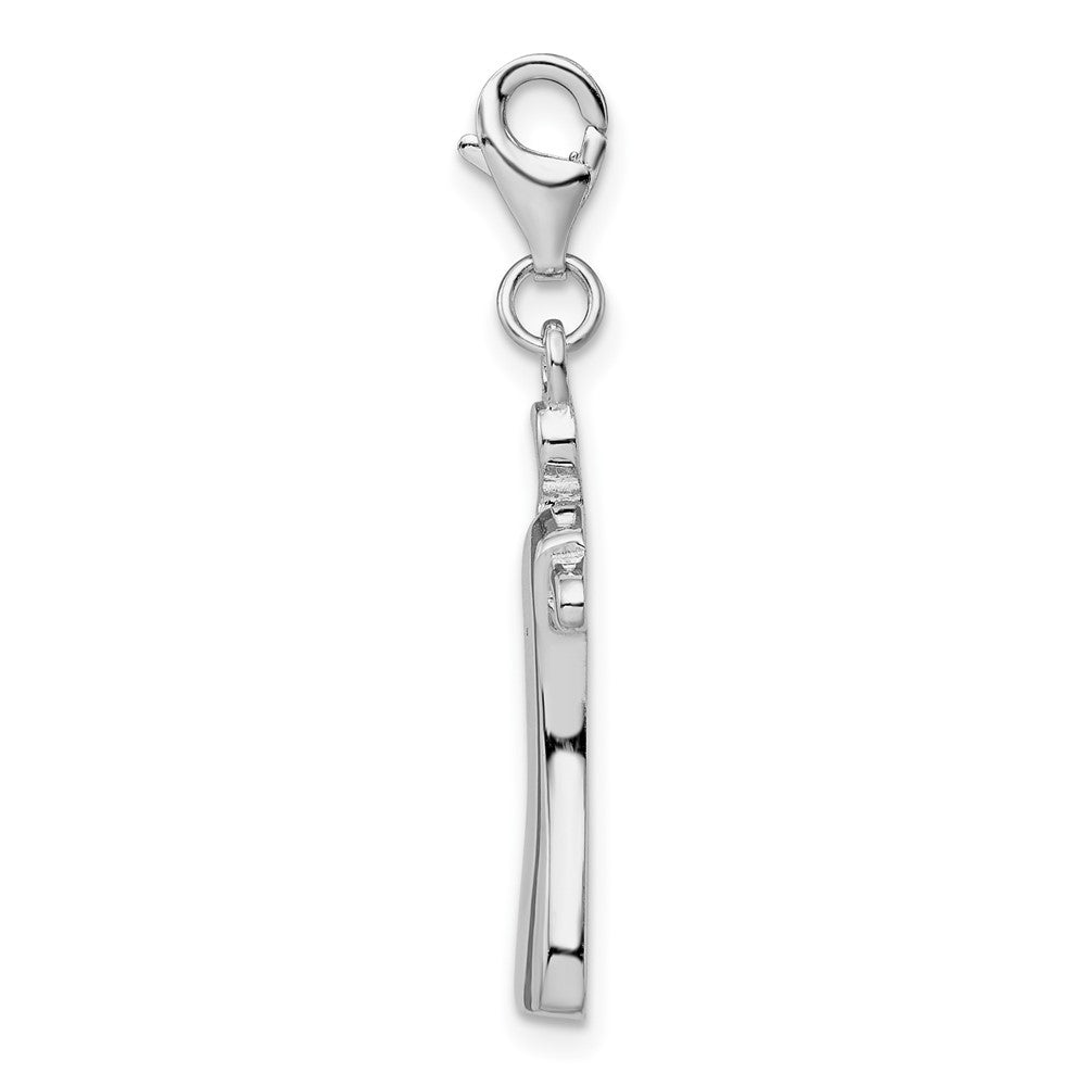 Amore La Vita Sterling Silver Rhodium-plated Polished Open Back Dress on Hanger Charm w/Lobster Clasp