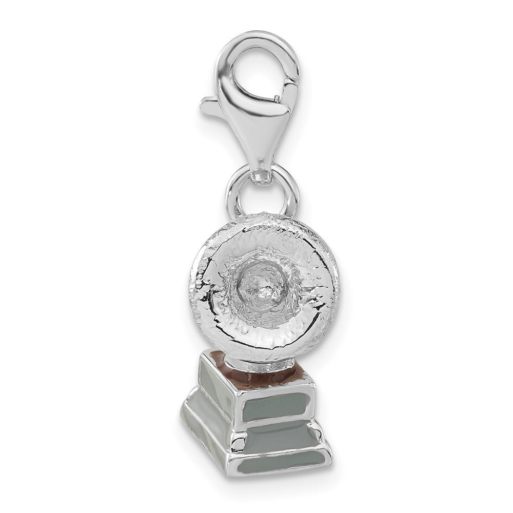 Sterling Silver 3-D Polished Enameled Phonograph w/ Lobster Clasp Charm