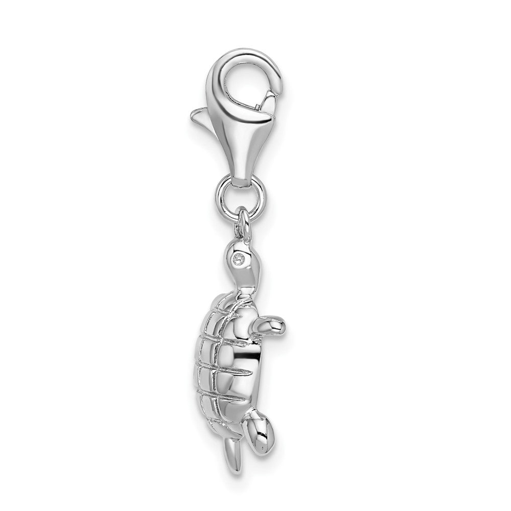 Amore La Vita Sterling Silver Rhodium-plated Polished Turtle Charm with Fancy Lobster Clasp