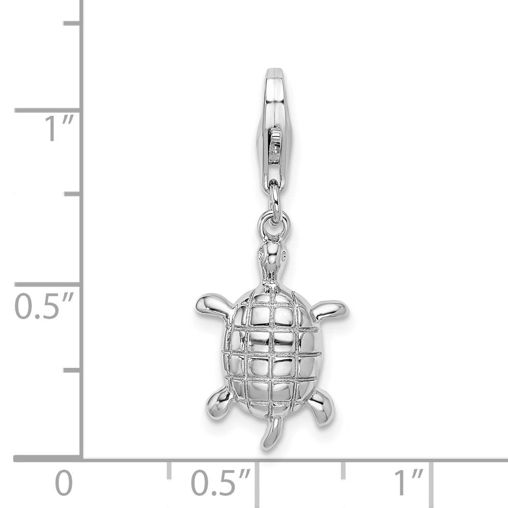 Amore La Vita Sterling Silver Rhodium-plated Polished Turtle Charm with Fancy Lobster Clasp