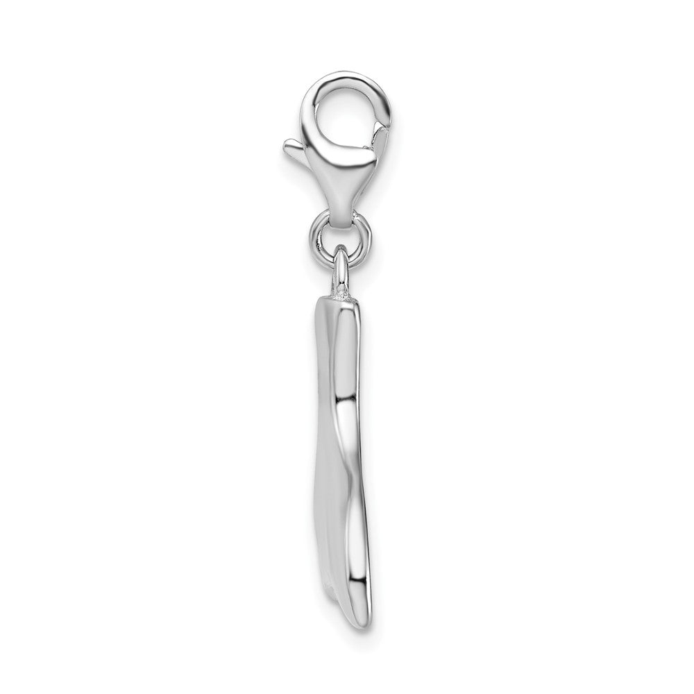 Amore La Vita Sterling Silver Rhodium-plated Polished Whale Tail Charm with Fancy Lobster Clasp