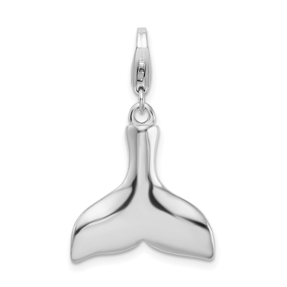 Amore La Vita Sterling Silver Rhodium-plated Polished Whale Tail Charm with Fancy Lobster Clasp