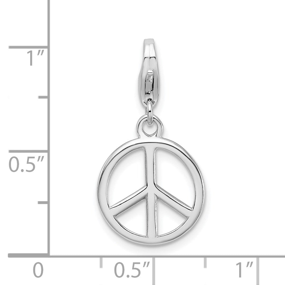 Amore La Vita Sterling Silver Rhodium-plated Polished Peace Sign Charm with Fancy Lobster Clasp