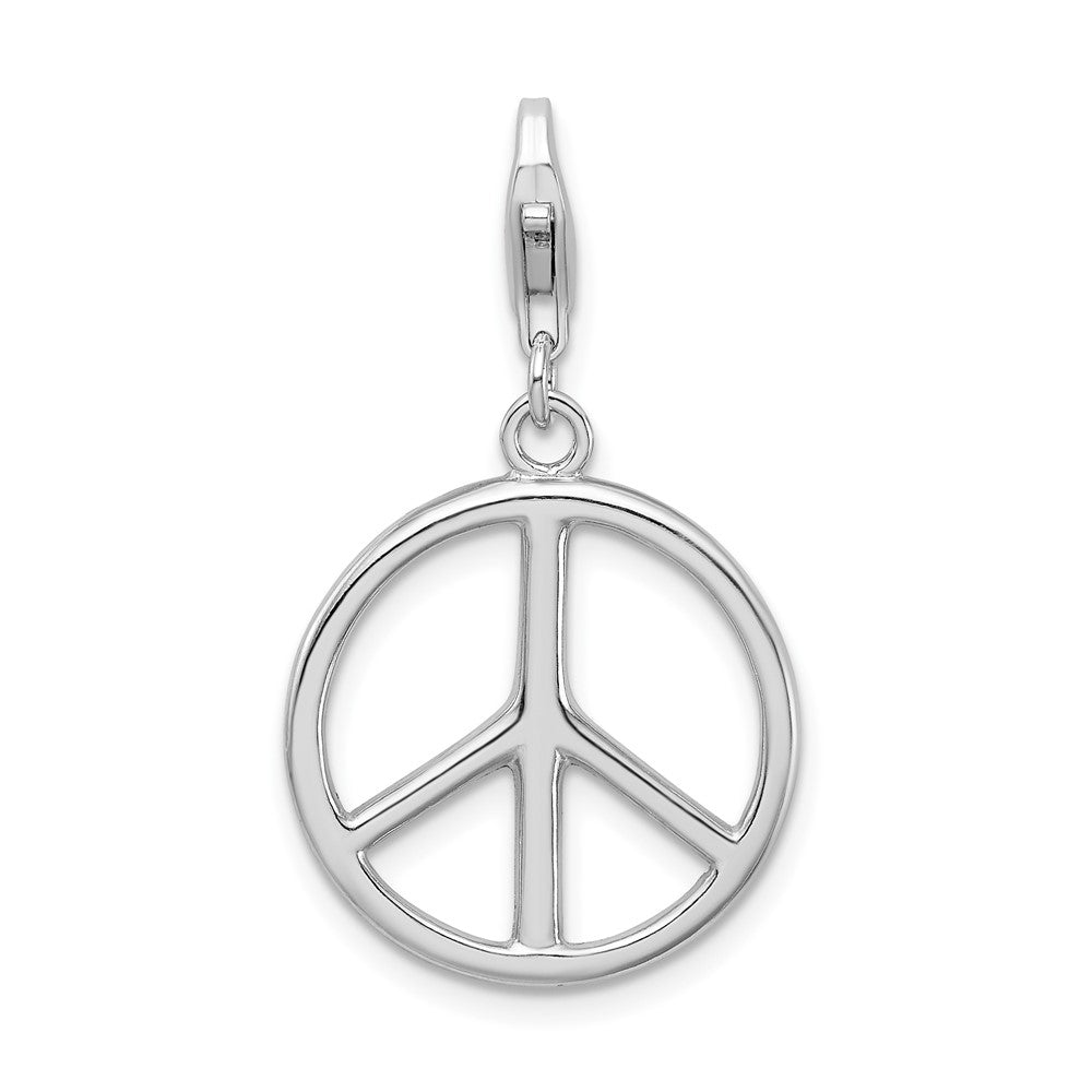 Amore La Vita Sterling Silver Rhodium-plated Polished Peace Sign Charm with Fancy Lobster Clasp