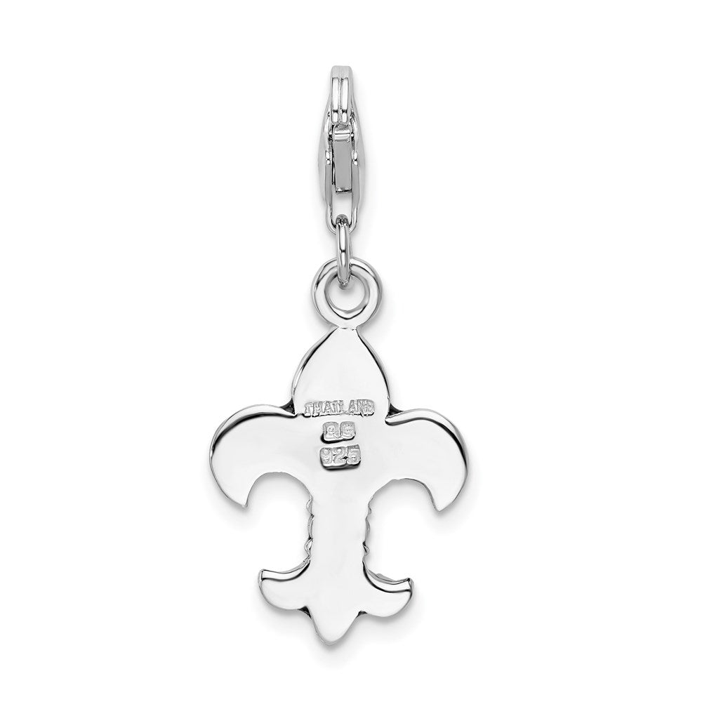 SS RH Black Enameled Fleur de Lis w/Lobster Clasp Charm