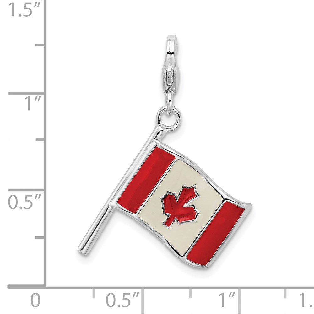 SS RH 3-D Enameled Canadian Flag w/Lobster Clasp Charm