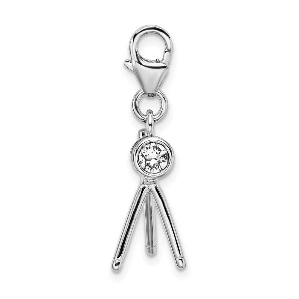 Amore La Vita Sterling Silver Rhodium-plated Polished 3-D Enameled Crystal from Swarovski Telescope Charm with Fancy Lobst...