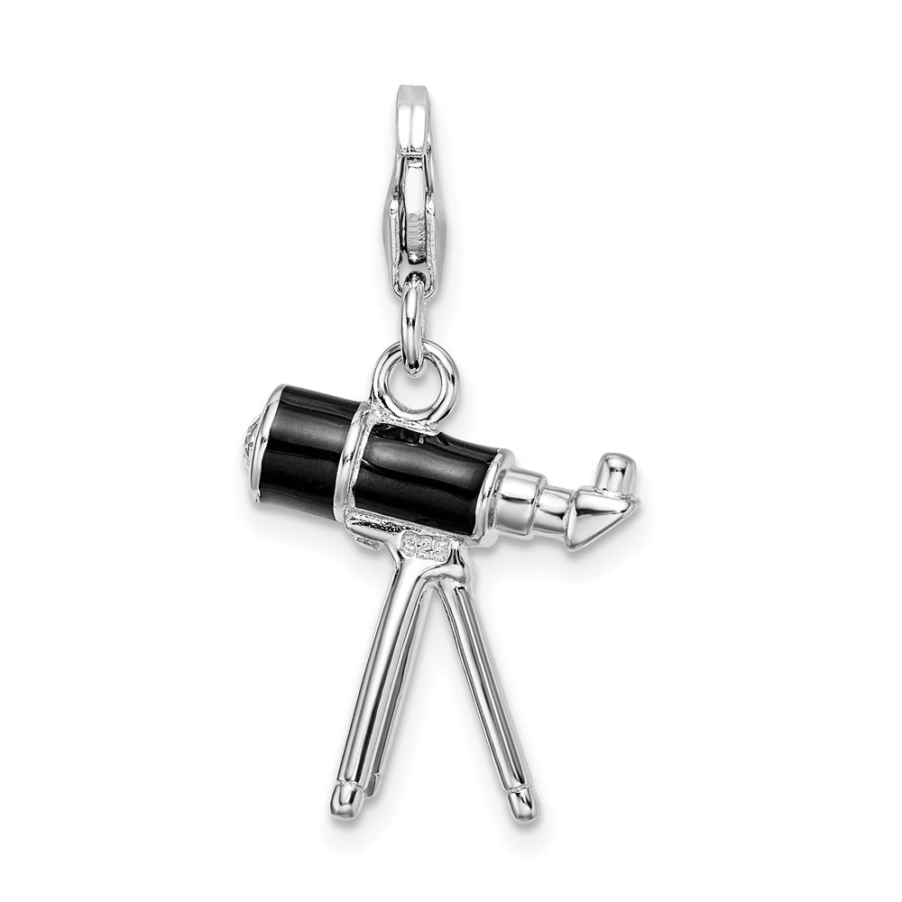 Amore La Vita Sterling Silver Rhodium-plated Polished 3-D Enameled Crystal from Swarovski Telescope Charm with Fancy Lobst...