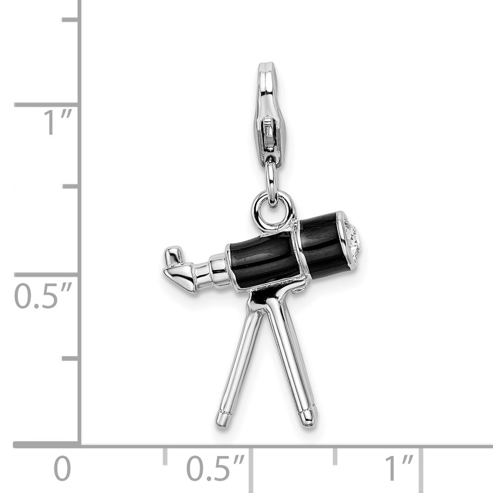 Amore La Vita Sterling Silver Rhodium-plated Polished 3-D Enameled Crystal from Swarovski Telescope Charm with Fancy Lobst...