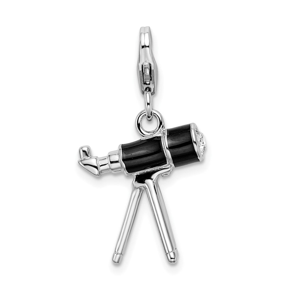 Amore La Vita Sterling Silver Rhodium-plated Polished 3-D Enameled Crystal from Swarovski Telescope Charm with Fancy Lobst...