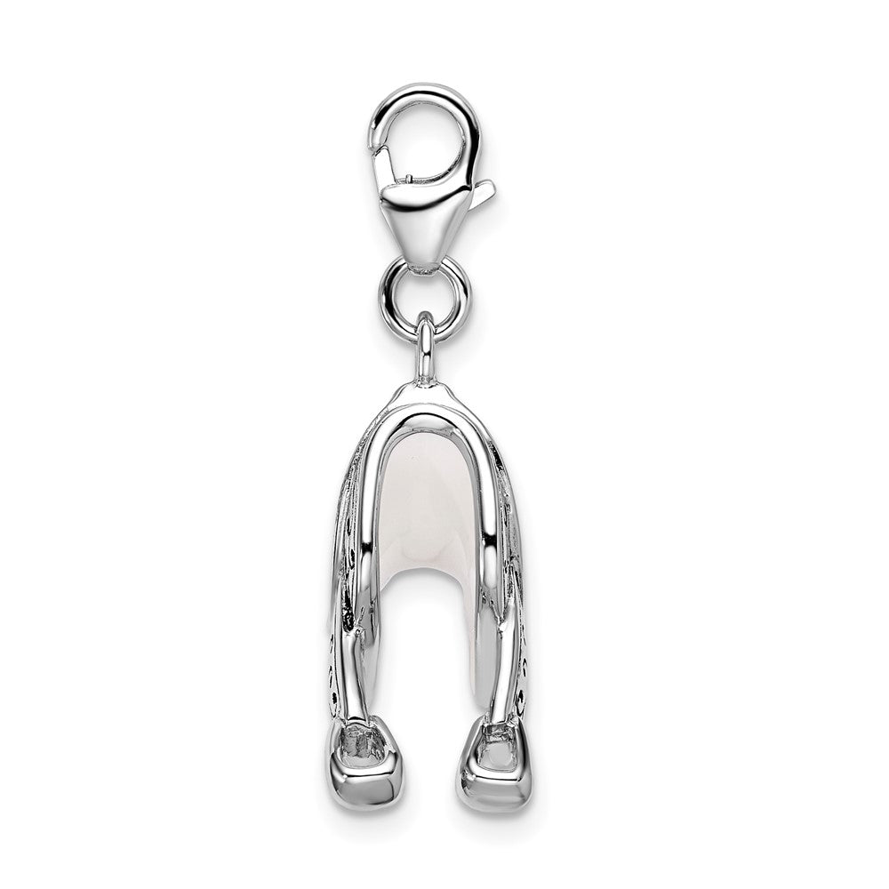 Amore La Vita Sterling Silver Rhodium-plated Polished 3-D Enameled Saddle Charm with Fancy Lobster Clasp