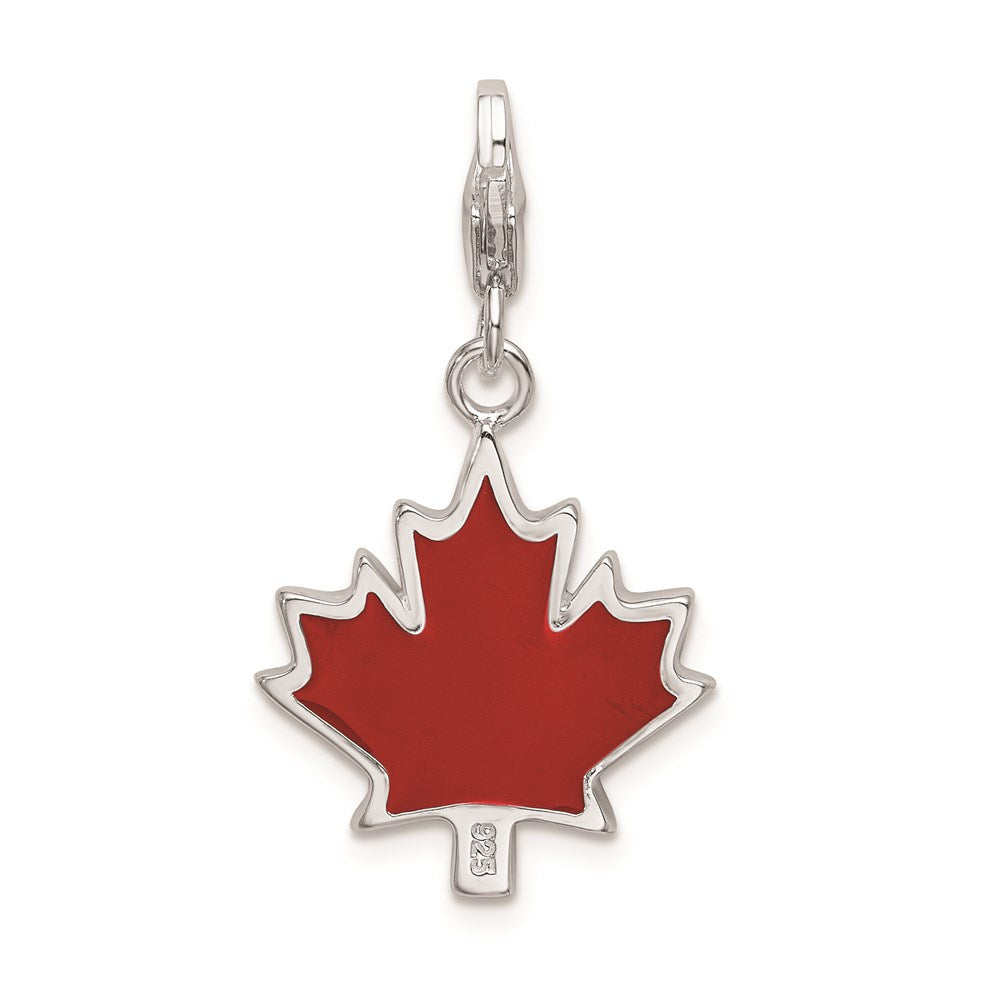 SS RH 3D Enameled I Love CAN Maple Leaf w/Lobster Clasp Charm