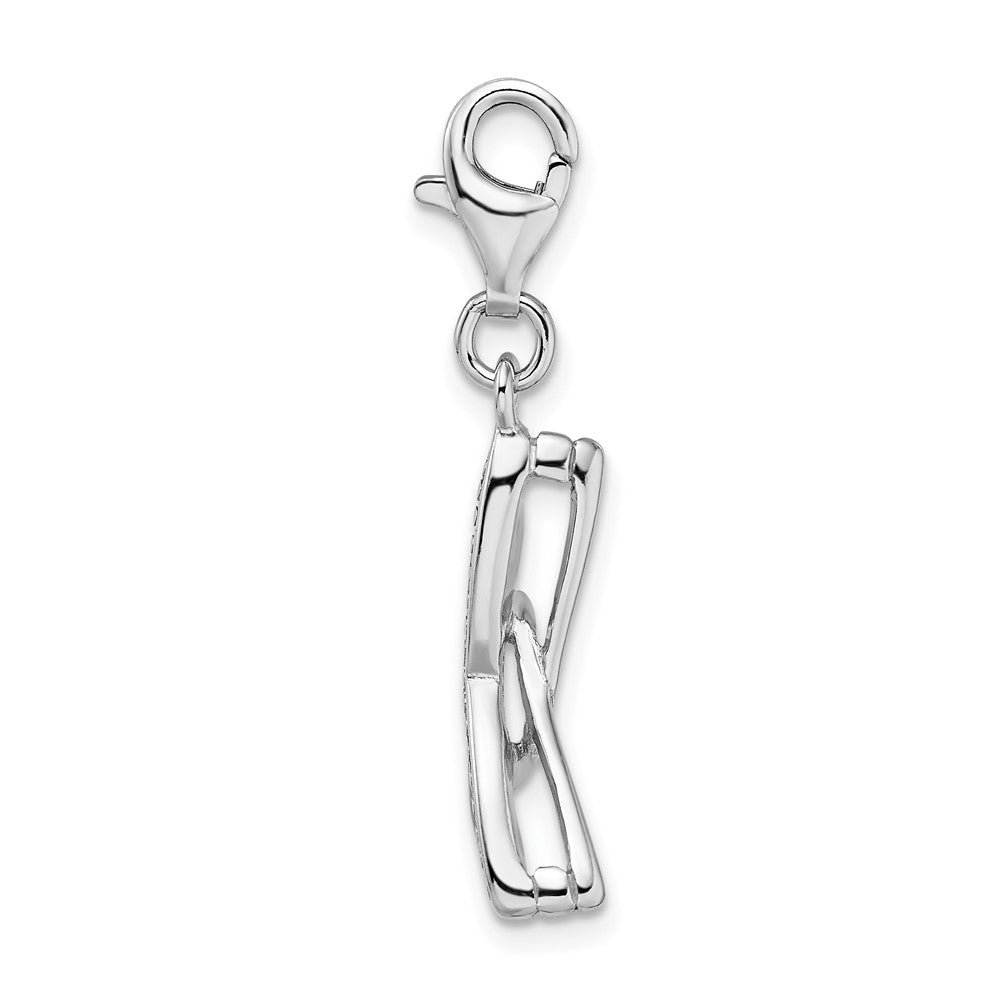 Amore La Vita Sterling Silver Rhodium-plated Polished3-D  Enameled Sunglass Charm with Fancy Lobster Clasp