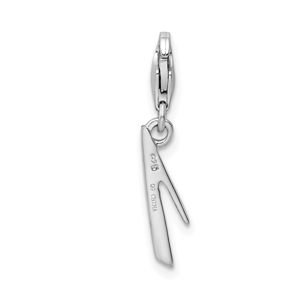 Amore La Vita Sterling Silver Rhodium-plated Polished Number 1 Charm with Fancy Lobster Clasp