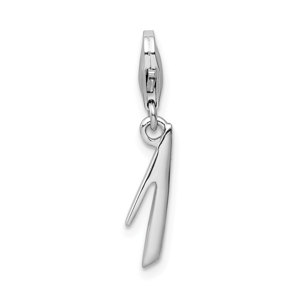 Amore La Vita Sterling Silver Rhodium-plated Polished Number 1 Charm with Fancy Lobster Clasp