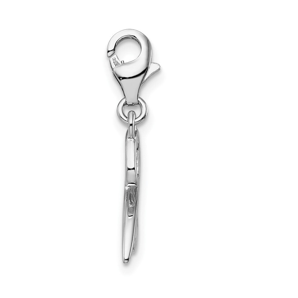 Amore La Vita Sterling Silver Rhodium-plated Polished Number 2 Charm with Fancy Lobster Clasp