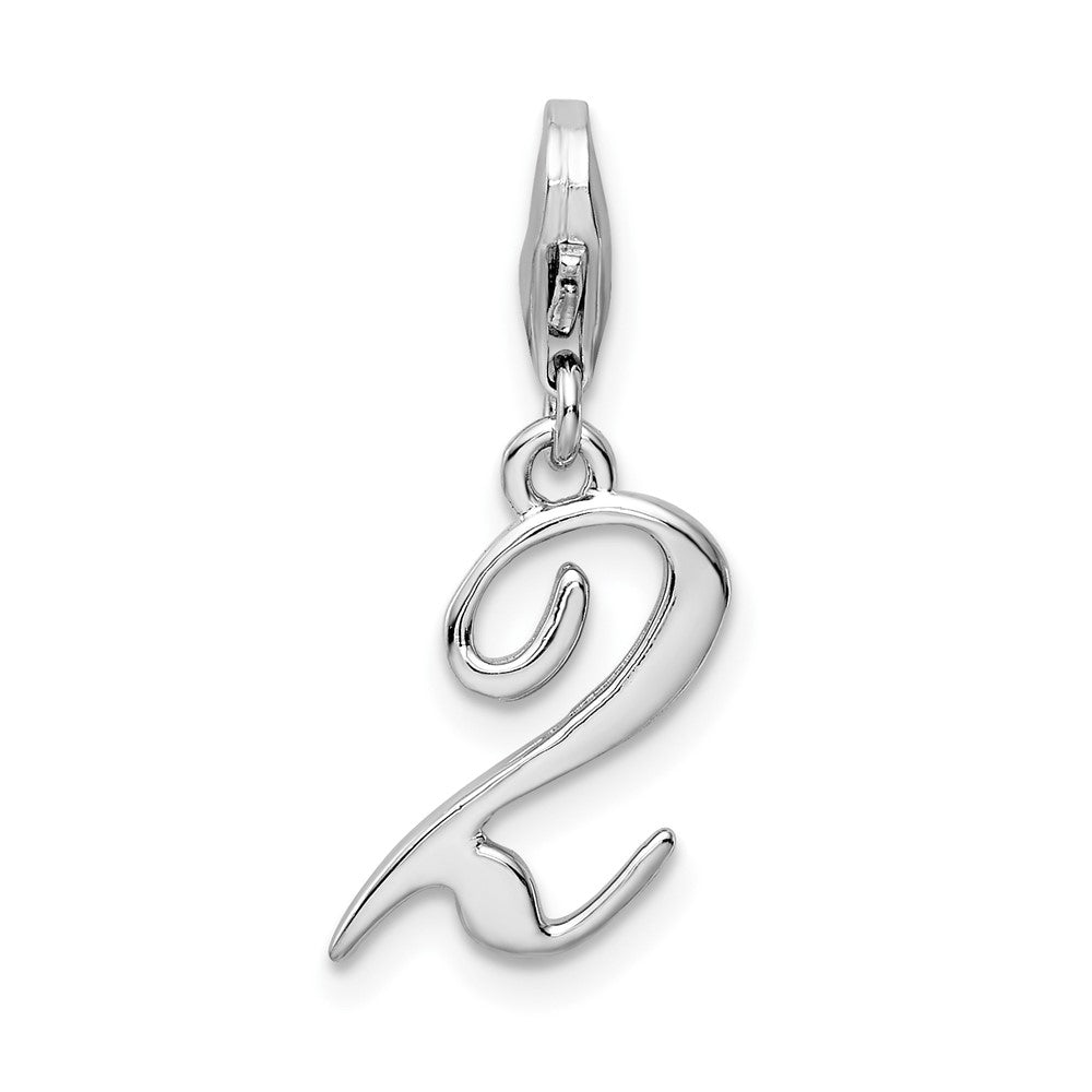 Amore La Vita Sterling Silver Rhodium-plated Polished Number 2 Charm with Fancy Lobster Clasp